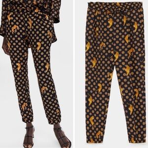 New Condition Zara Tiger Print Black Joggers Pants